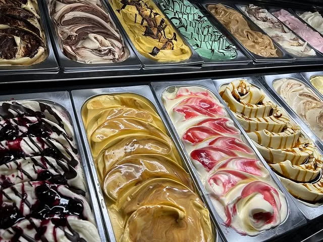 Gelato flavours in the Sugar Mama's cabinet